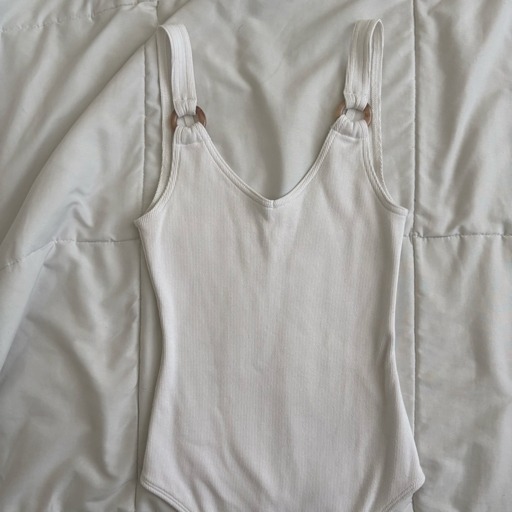 Abercrombie & Fitch Cotton Ribbed Bodysuit, White